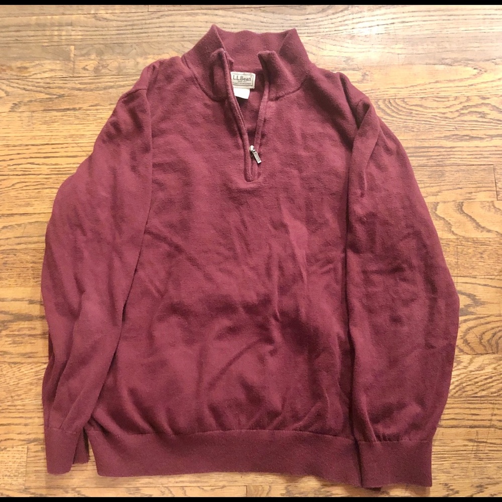LL Bean Red Quarter Zip Sweater